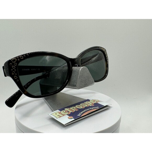 Vintage Y2K Sunglasses NOS 2000s Green Lens Coach HC6076 Narrow Tortoise Frame - Picture 2 of 8